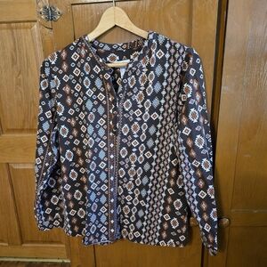 Aztec D & Co Long Sleeve Blouse Size M